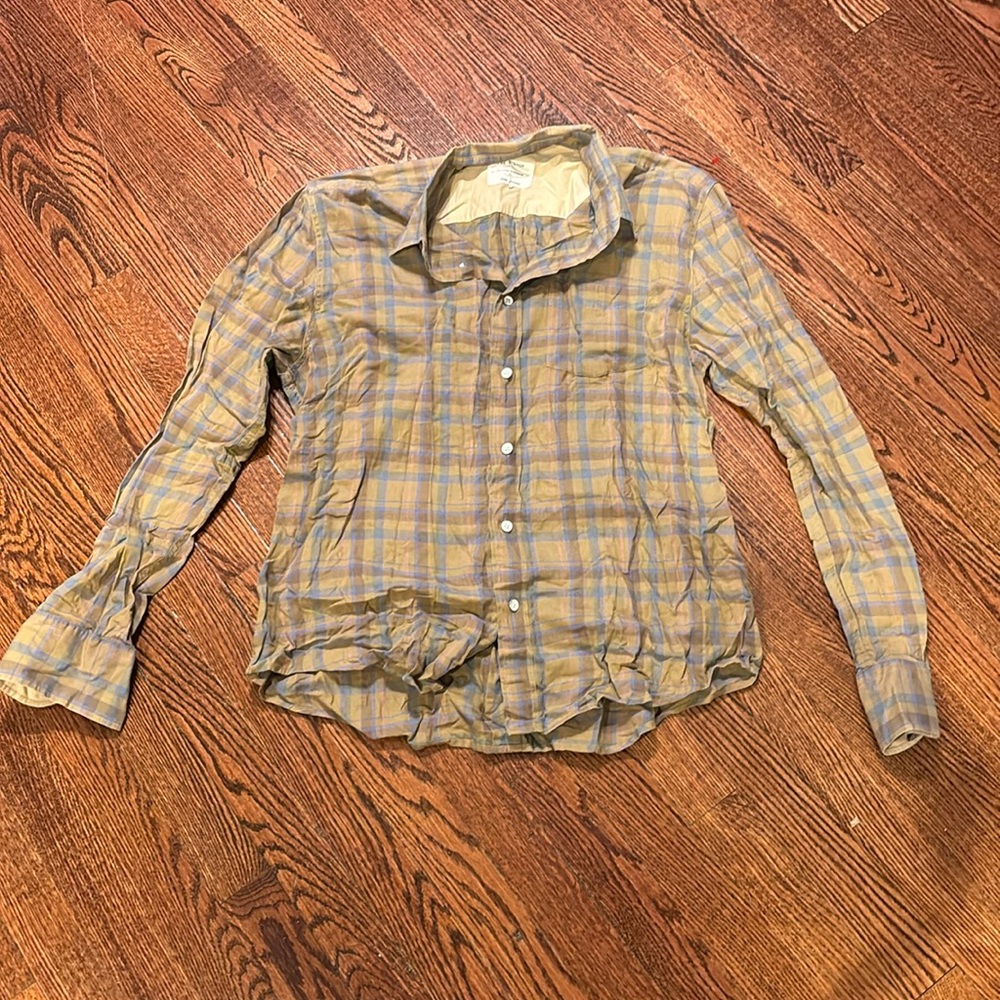 Rag & Bone Yellow Brown Plaid Long Sleeve Button Down